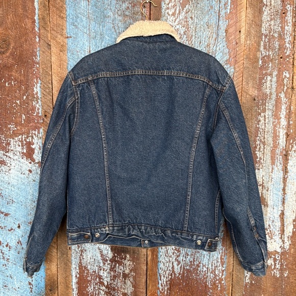 Vintage Levi’s 1980’s Sherpa Lined Blue Denim Jacket Made in USA Size 46R - Picture 5 of 7